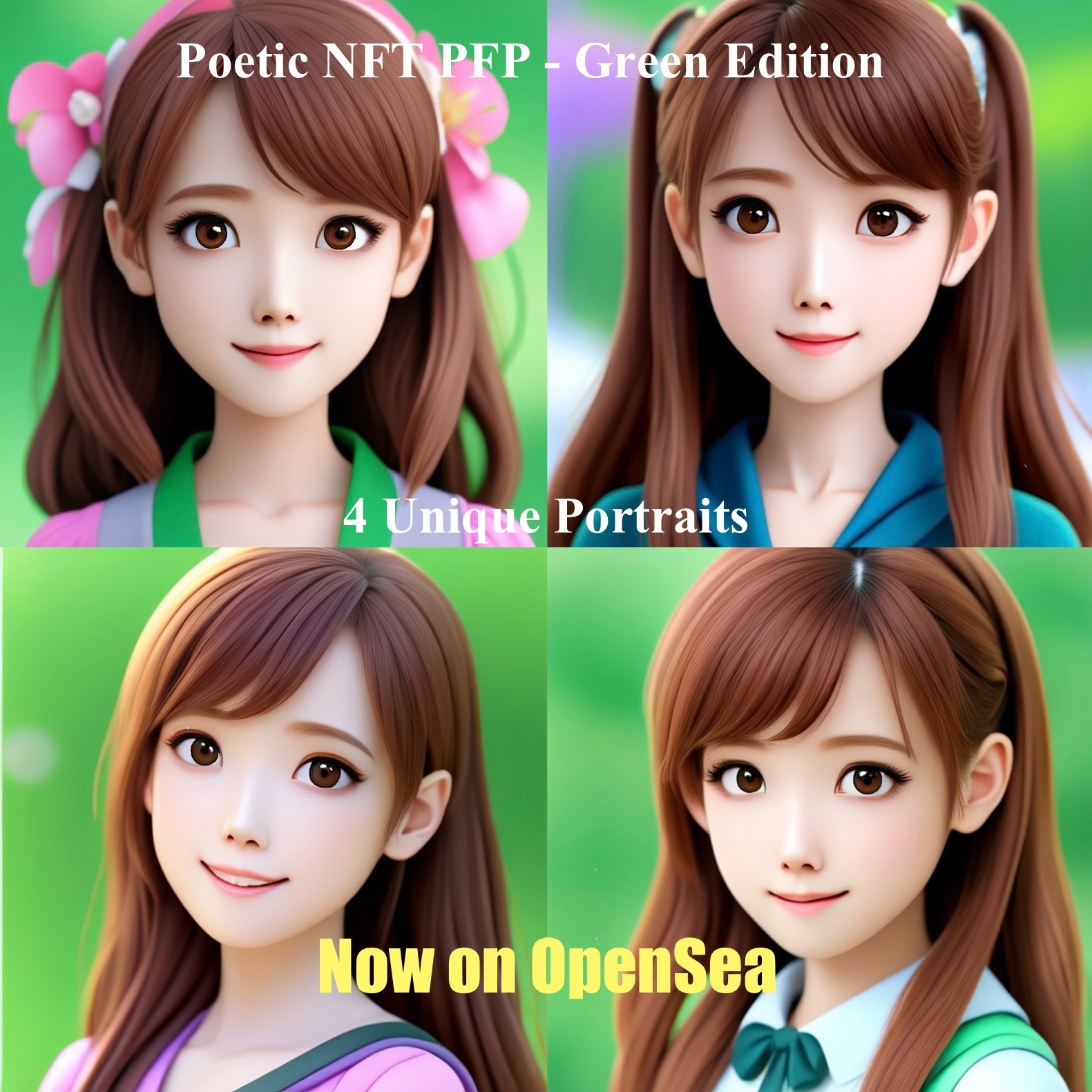 The Soul of Innocent Girl – Green Reverie A Poetic PFP NFT Drop from Japan